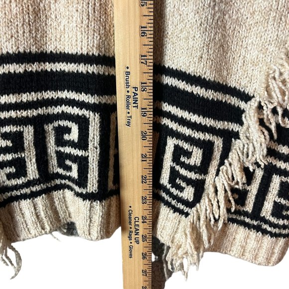 Kensie Fuzzy Mixed Media Cowl Neck Sweater Aztec Southwestern Fern Combo Size S - Picture 8 of 9